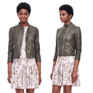 Rebecca Taylor Garment Washed Leather Moto Jacket